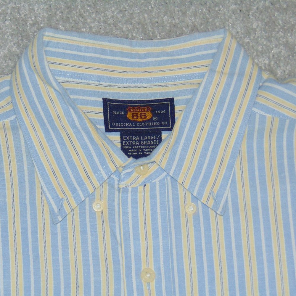 Route 66 Adult Long Sleeve Men Shirt XL Cotton Multicolor Striped